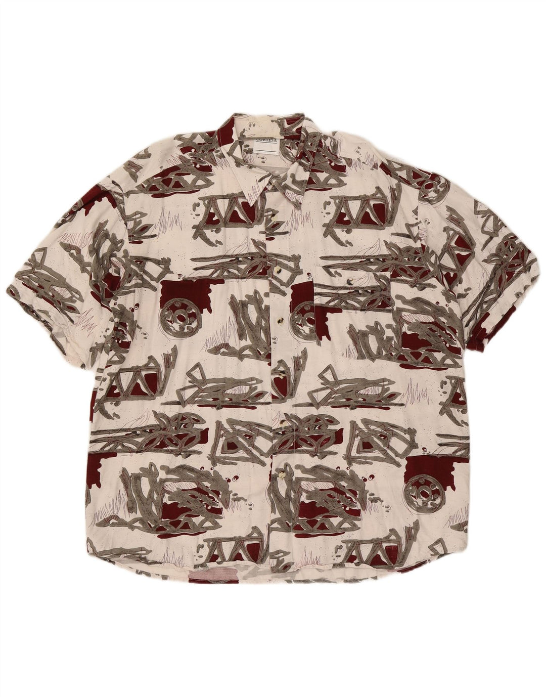 Cămașă cu mânecă scurtă pentru bărbați Via Cortesa, cu model abstract, XL, albă