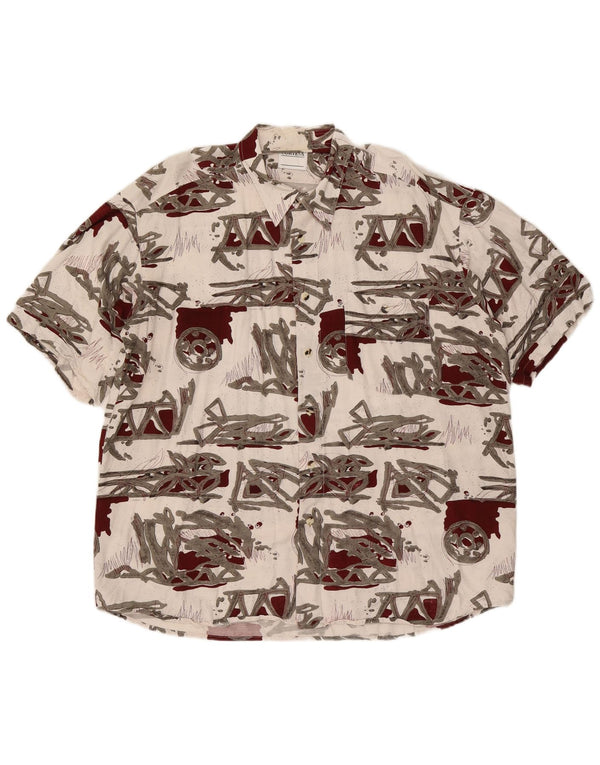 Cămașă cu mânecă scurtă pentru bărbați Via Cortesa, cu model abstract, XL, albă
