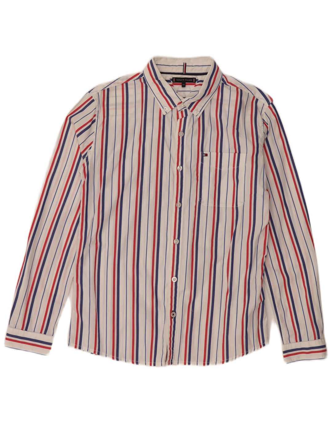 Cămașă TOMMY HILFIGER Băieți 13-14 Ani Bumbac Pinstripe Alb