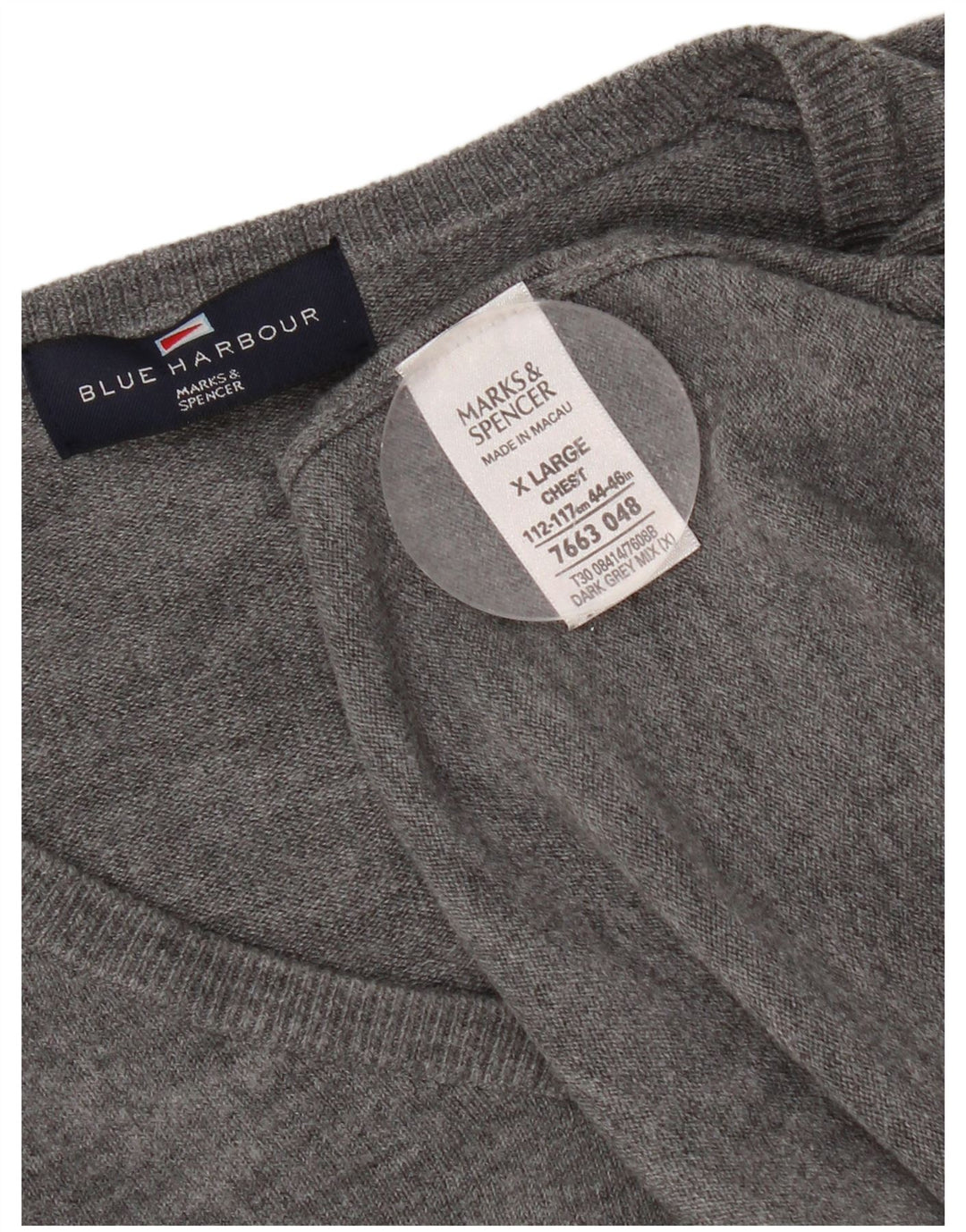 Pulover pentru bărbați Marks & Spencer, cu decolteu în V, XL, gri acrilic