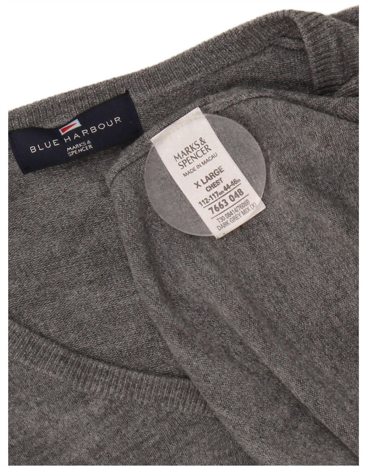 Pulover pentru bărbați Marks & Spencer, cu decolteu în V, XL, gri acrilic