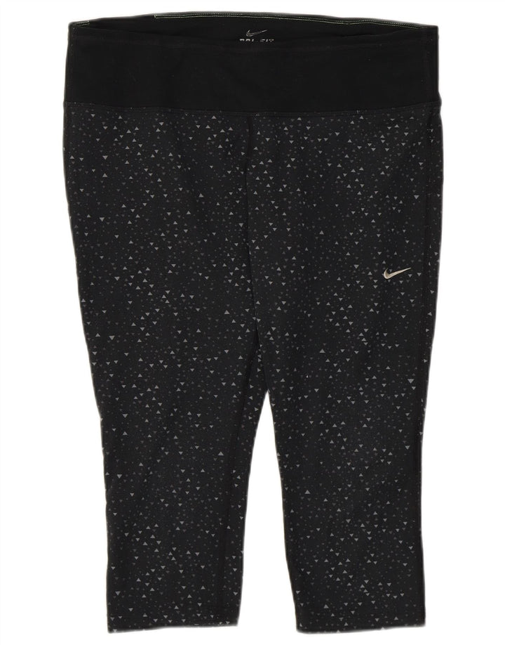 Leggings capri Nike Dri Fit pentru femei UK 16 Poliester geometric negru mare