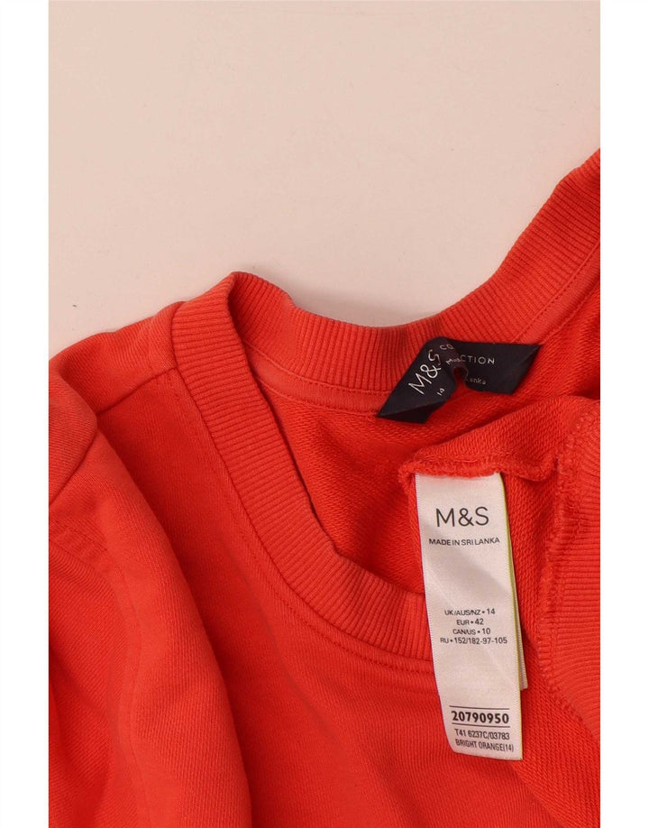 Marks & Spencer Womens Sweatshirt Jumper UK 14 Large Orange Cotton