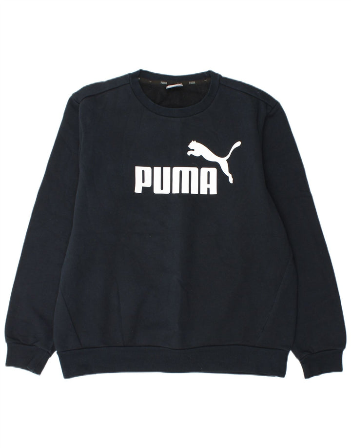 Hanorac grafic pentru bărbați Puma Pulover mare din bumbac bleumarin