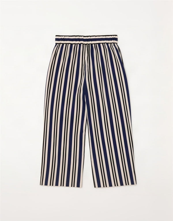 Pantaloni tăiați pentru femei Zara cu picioare largi L32 L25 bleumarin cu dungi