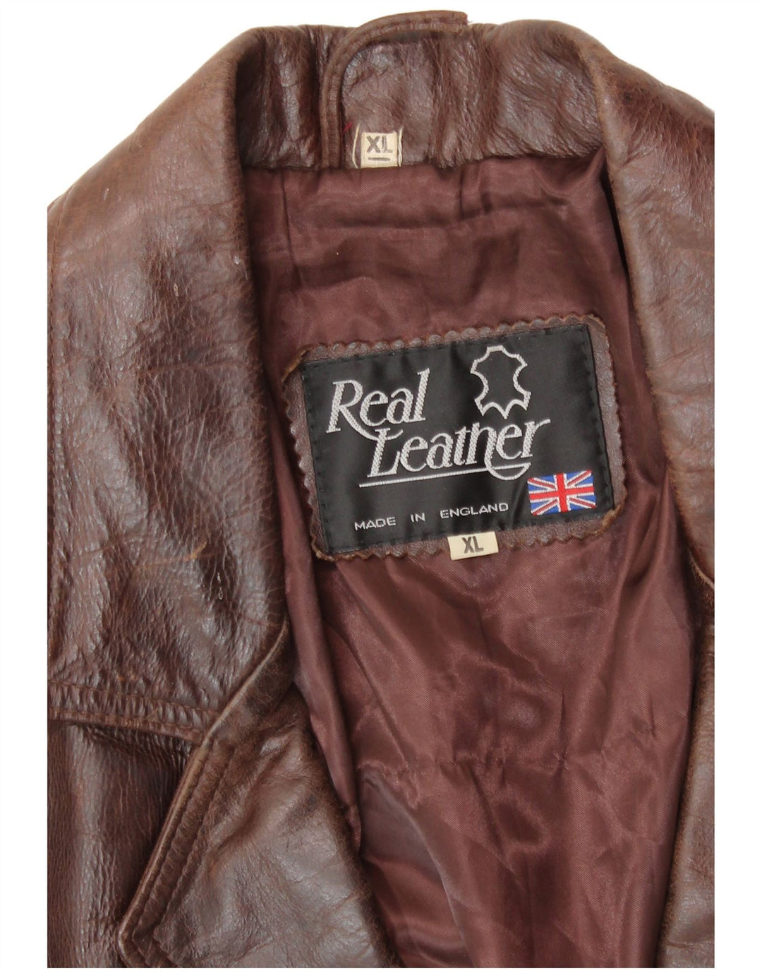 Jachetă de piele pentru bărbați VINTAGE UK 42 XL din piele maro