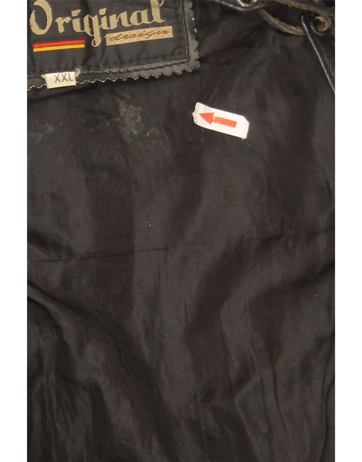 Vestă din piele vintage pentru femei UK 20 2XL Piele neagră