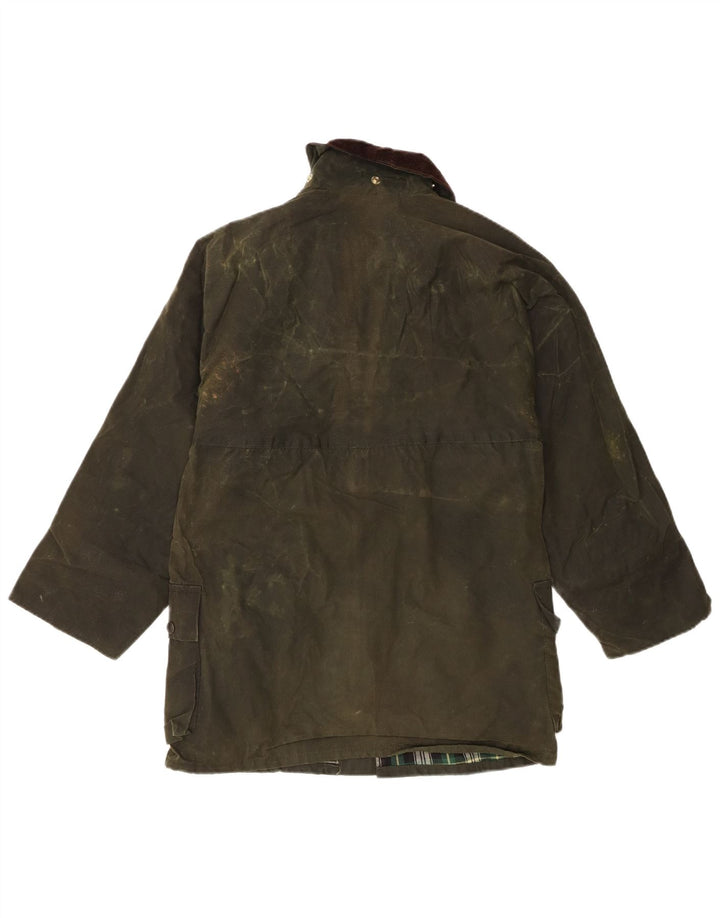 Jachetă vintage pentru bărbați din bumbac cerat UK 36, verde mic, caroserie