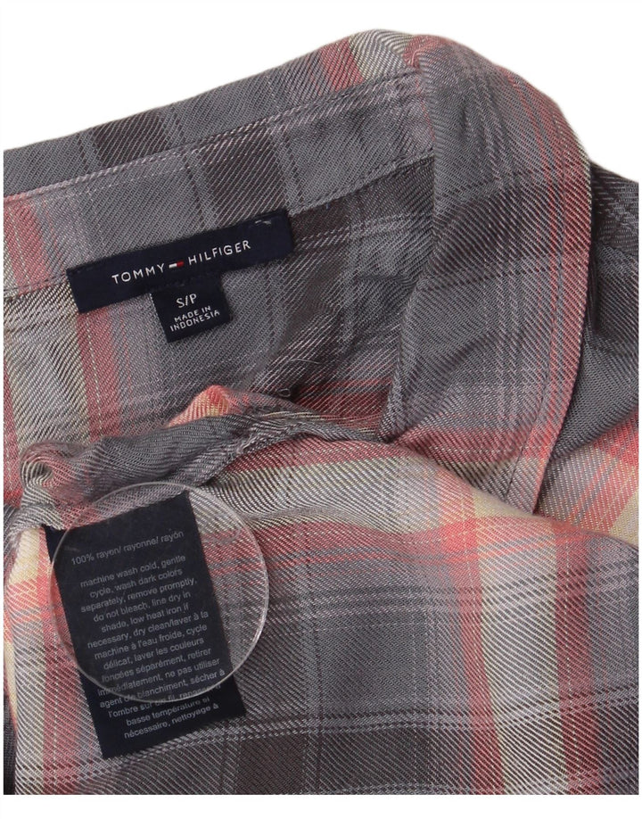 Cămașă Tommy Hilfiger pentru femei UK 10 Small, gri cu carouri, raion