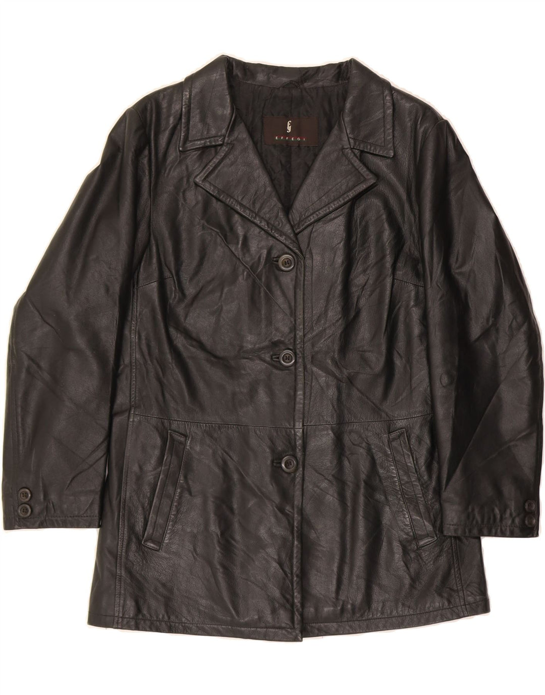 EFFEGI Womens Leather Jacket IT 44 Medium Black Leather Vintage Effegi and Second-Hand Effegi from Messina Hembry 