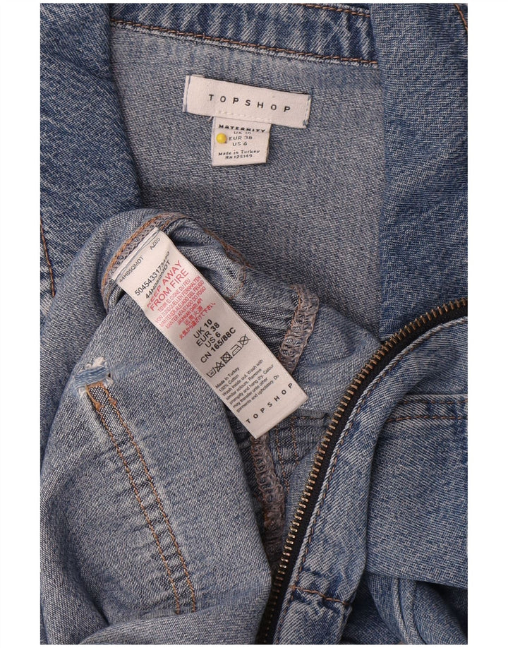 Salopetă de denim cu mânecă lungă pentru femei Topshop UK 10 Small Blue