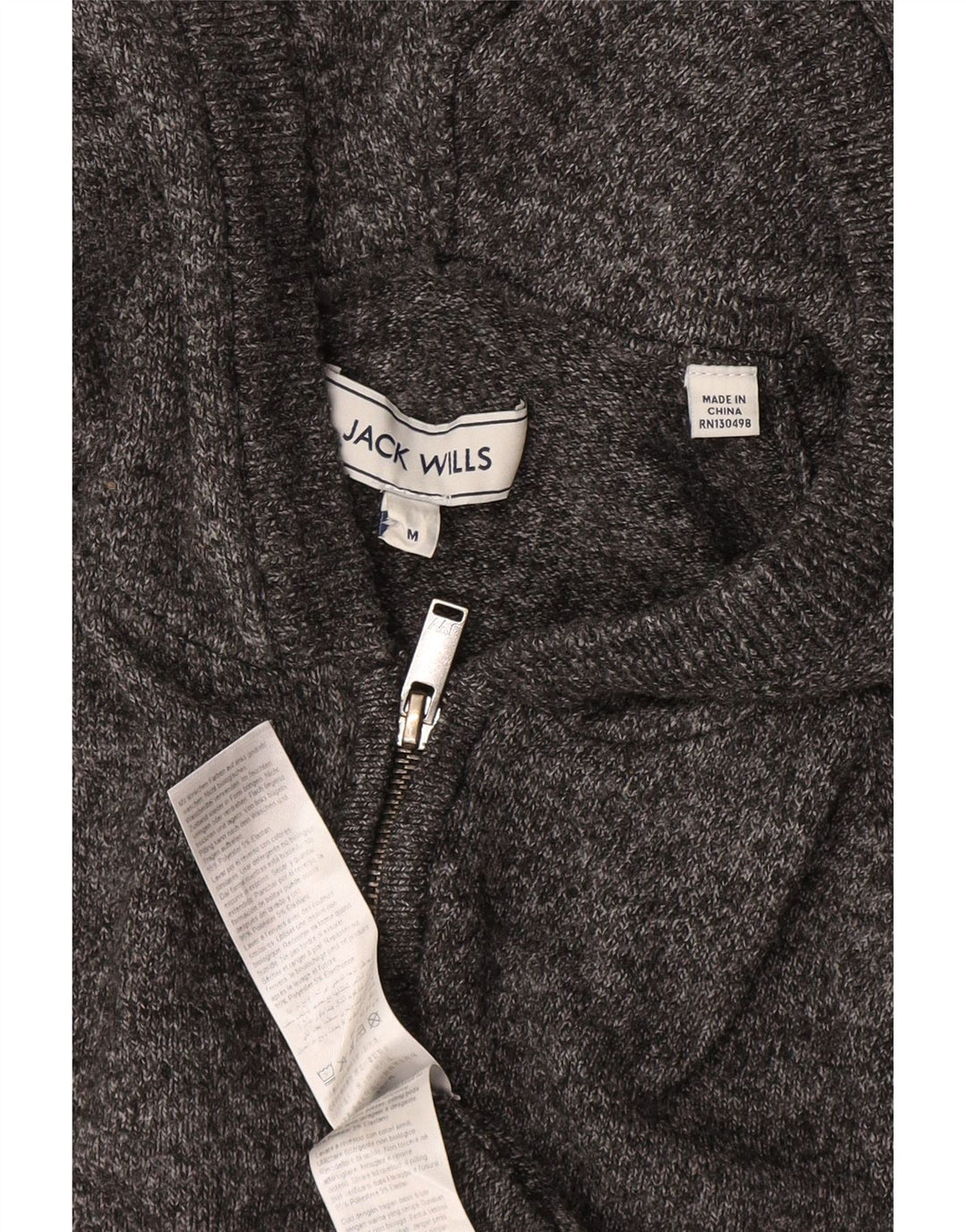 Pulover cardigan cu glugă Jack Wills pentru bărbați, gri mediu, poliester pătat