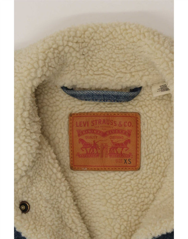 Jachetă de blugi Sherpa pentru femei Levi's UK 6 XS Bumbac albastru