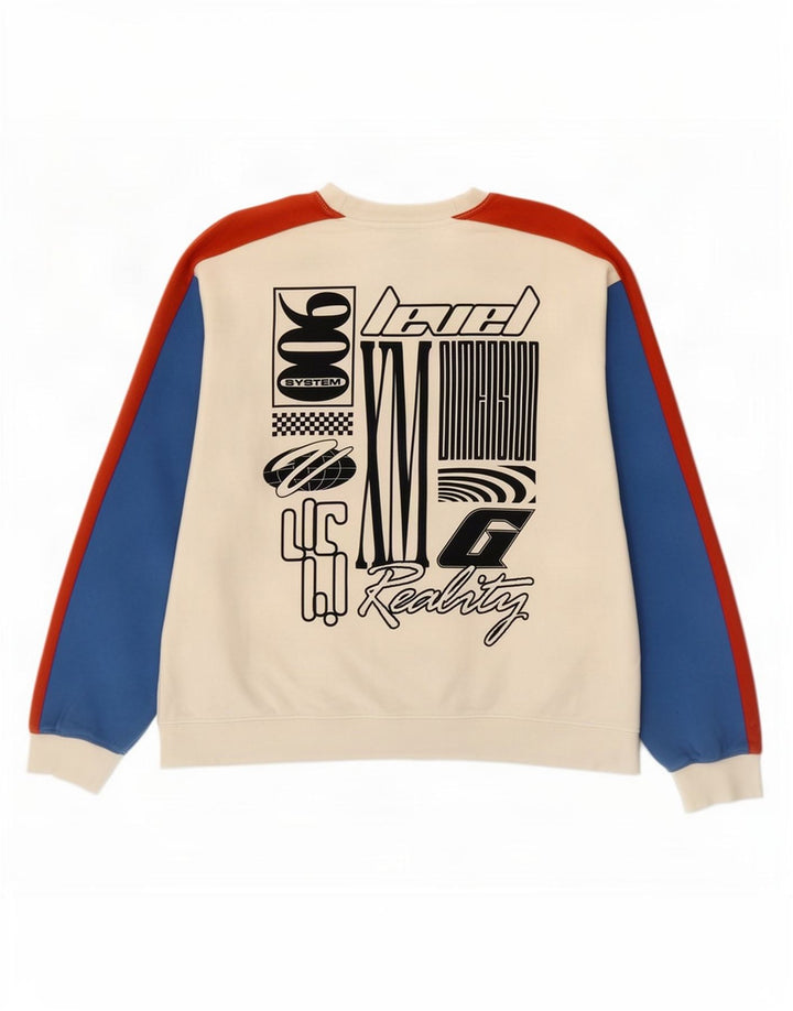 Pulover grafic pentru bărbați Topman, mare, alb, bloc de culoare