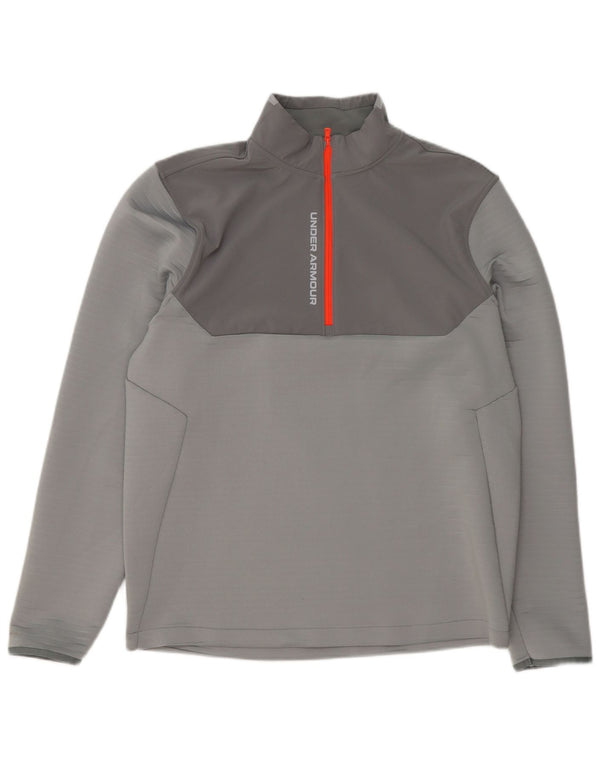 Under Armour Mens Pullover Tracksuit Top Large Grey Colourblock Sports
