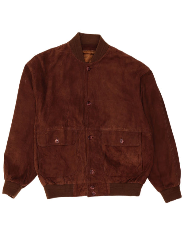 Geaca Bomber din piele intoarsa pentru barbati vintage EU 54 2XL piele maro