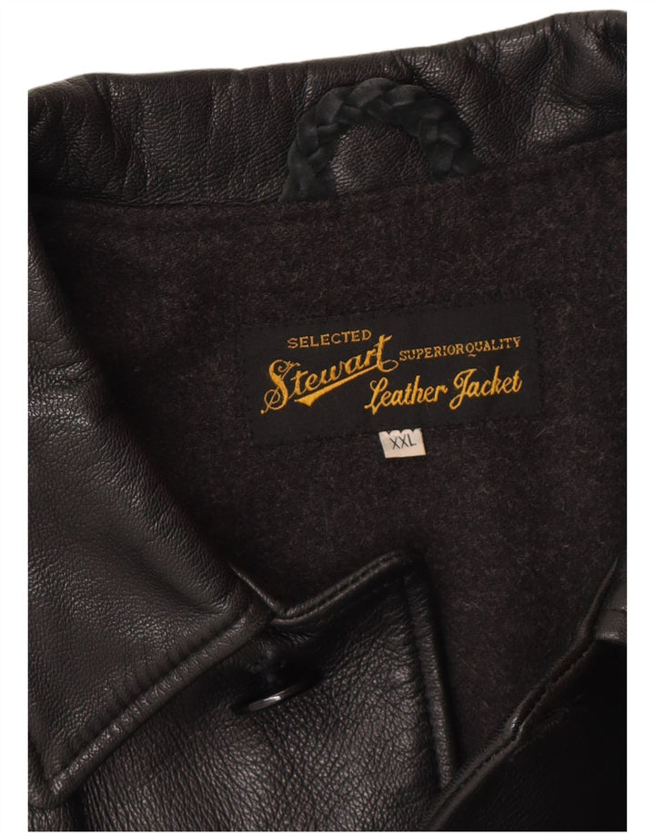 Jachetă de piele pentru bărbați STEWART UK 44 2XL Neagră din piele clasică