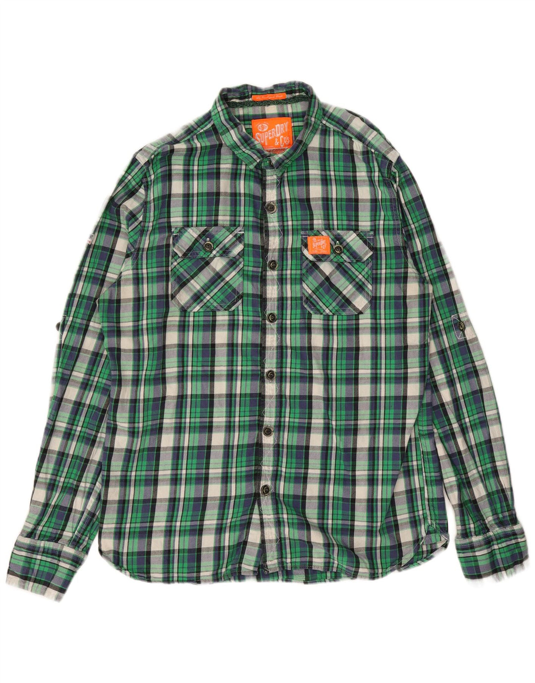 Cămașă de flanel pentru bărbați SUPERDRY XL, bumbac cu carouri verde
