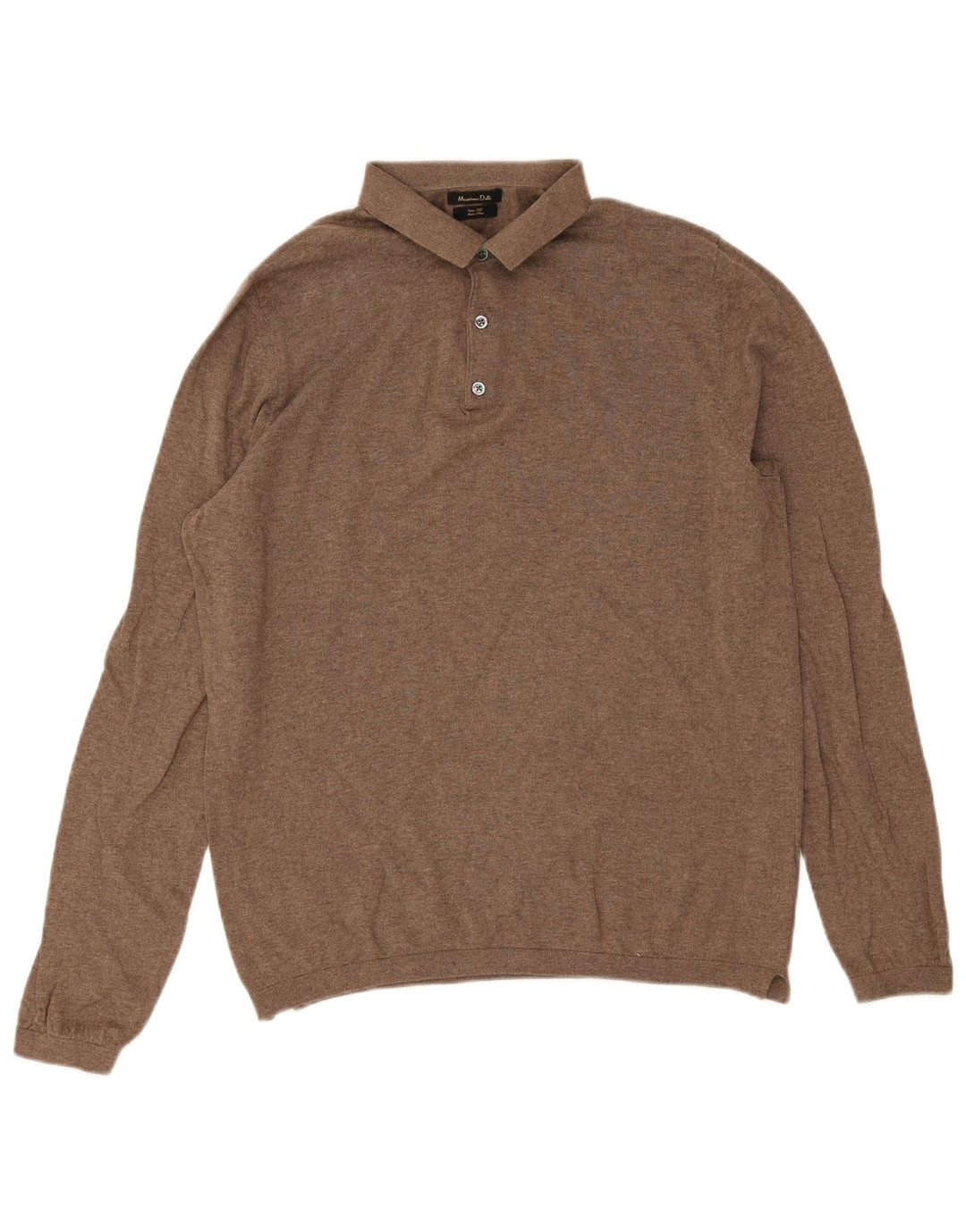 Massimo Dutti Pulover cu gât polo pentru bărbați, bumbac maro mare