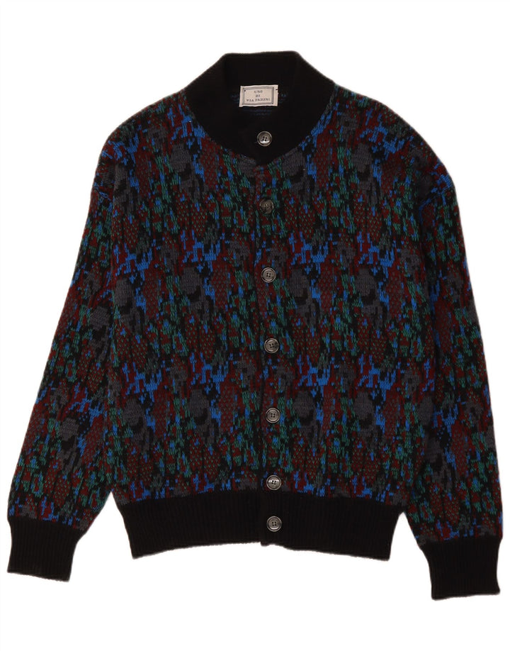 Pulover Cardigan Vintage pentru bărbați cu model abstract, lână medie multicoloră