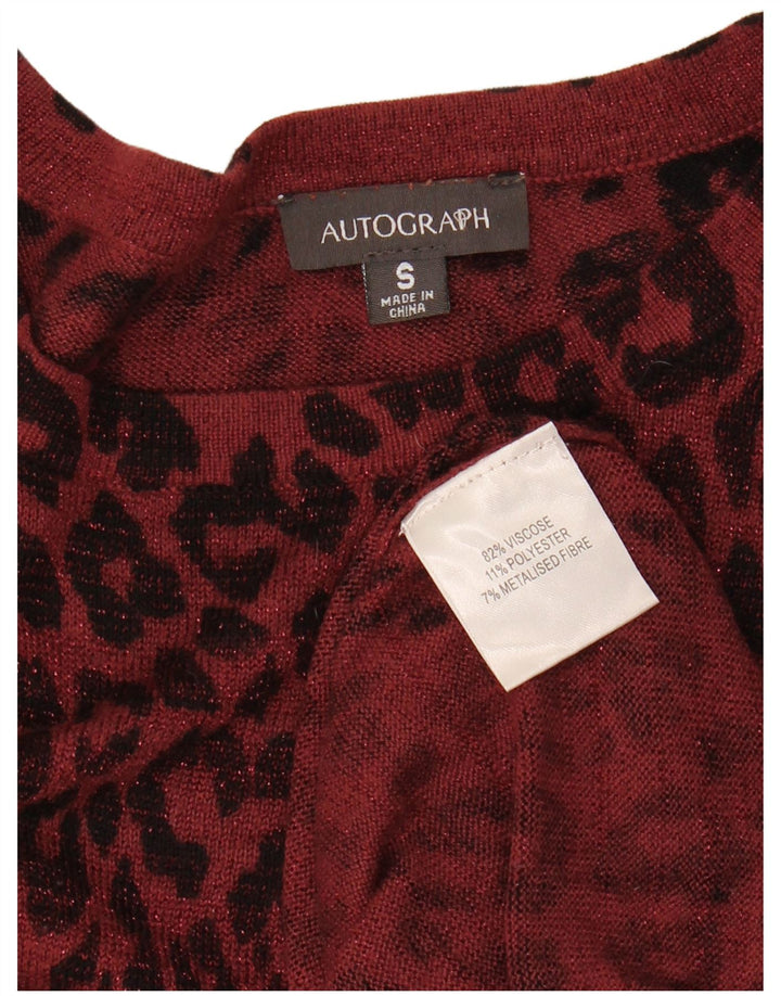 MARKS & SPENCER Womens Crew Neck Jumper Sweater UK 10 Small Maroon