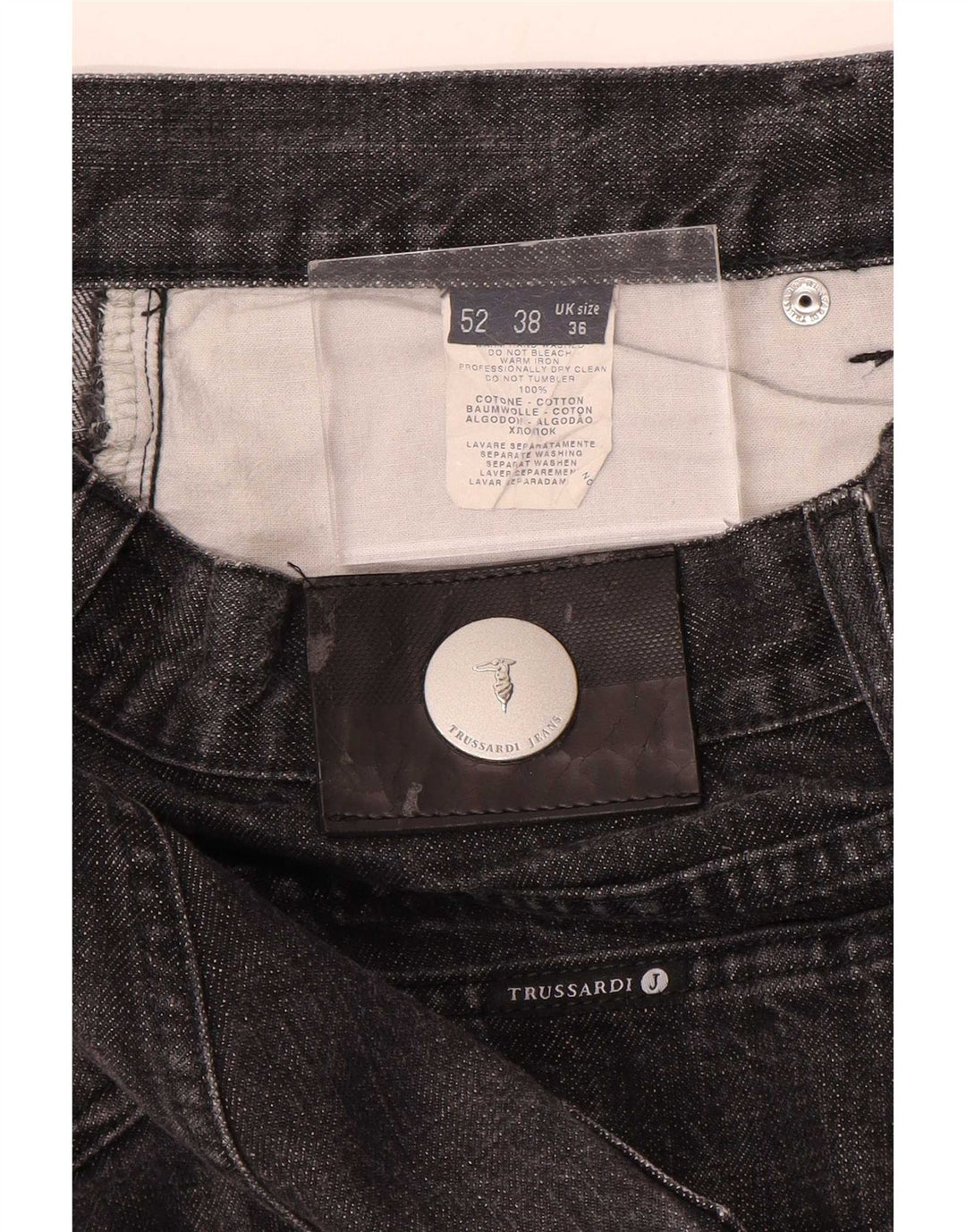 Trussardi blugi drepti pentru bărbați W36 L32 bumbac gri