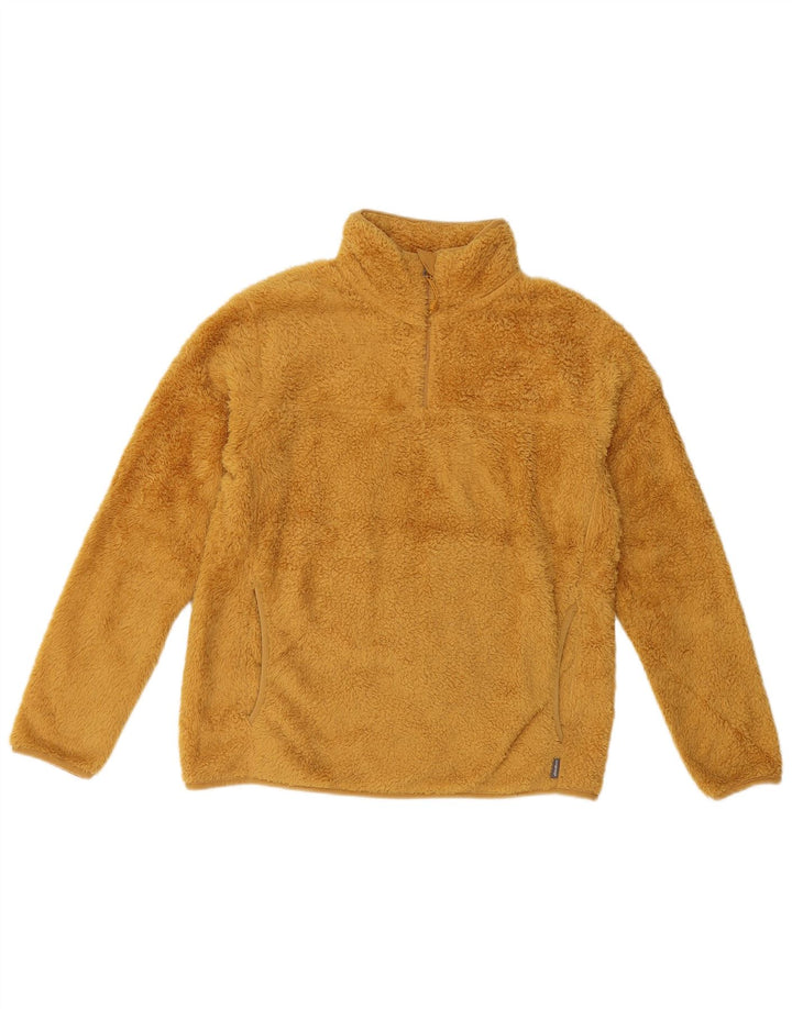 Pulover din lână pentru femei Eddie Bauer, cu fermoar și gât, UK 10, poliester galben mic