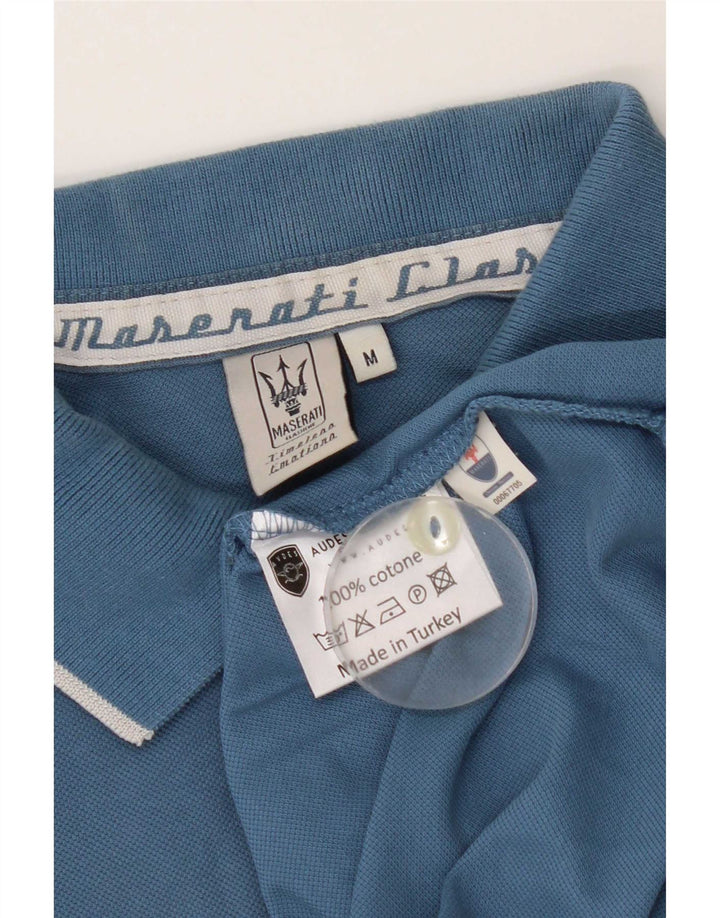 Tricou Polo Maserati pentru bărbați, bumbac albastru mediu