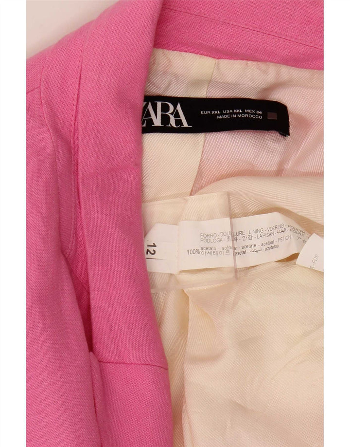 Jachetă Blazer deschisă pentru femei Zara UK 20 2XL Acetat roz