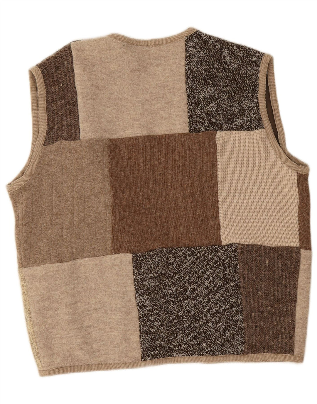 Pulover cardigan deschis fără mâneci vintage pentru femei UK 16 mare, bej, mozaic