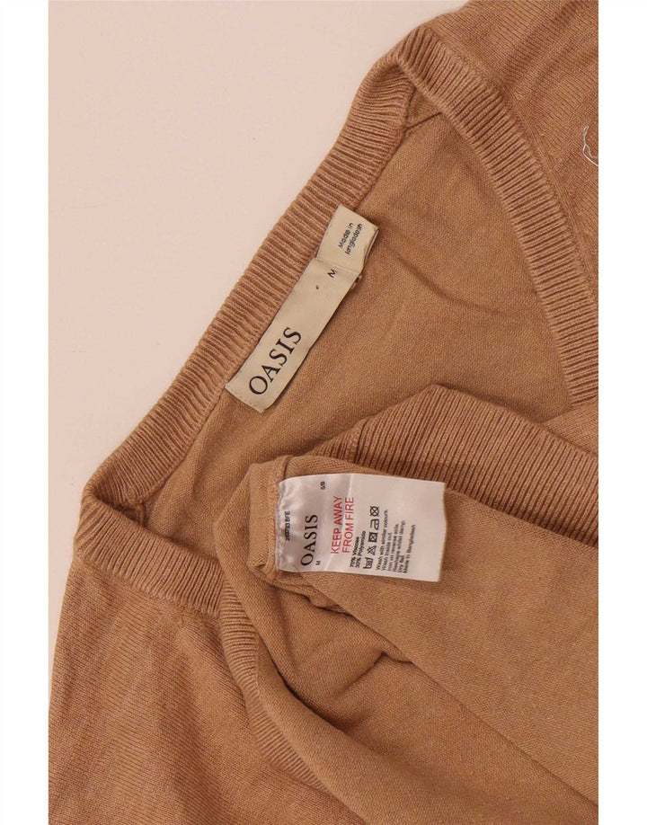 Pulover cu decolteu în V Oasis pentru femei, UK 12, viscoză medie, bej
