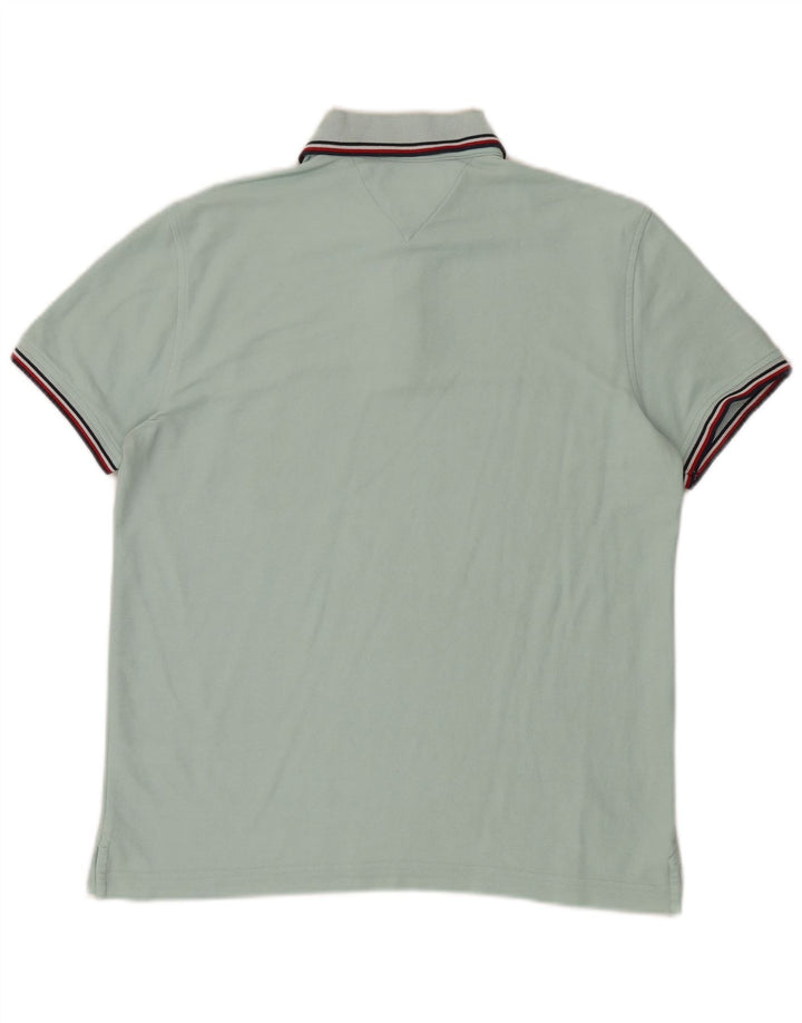 Cămașă polo Tommy Hilfiger pentru bărbați, bumbac turcoaz mediu