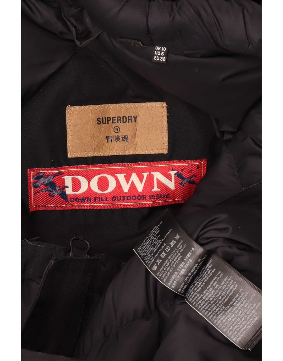 Jachetă parka cu glugă Superdry pentru femei UK 10 Poliester negru mic