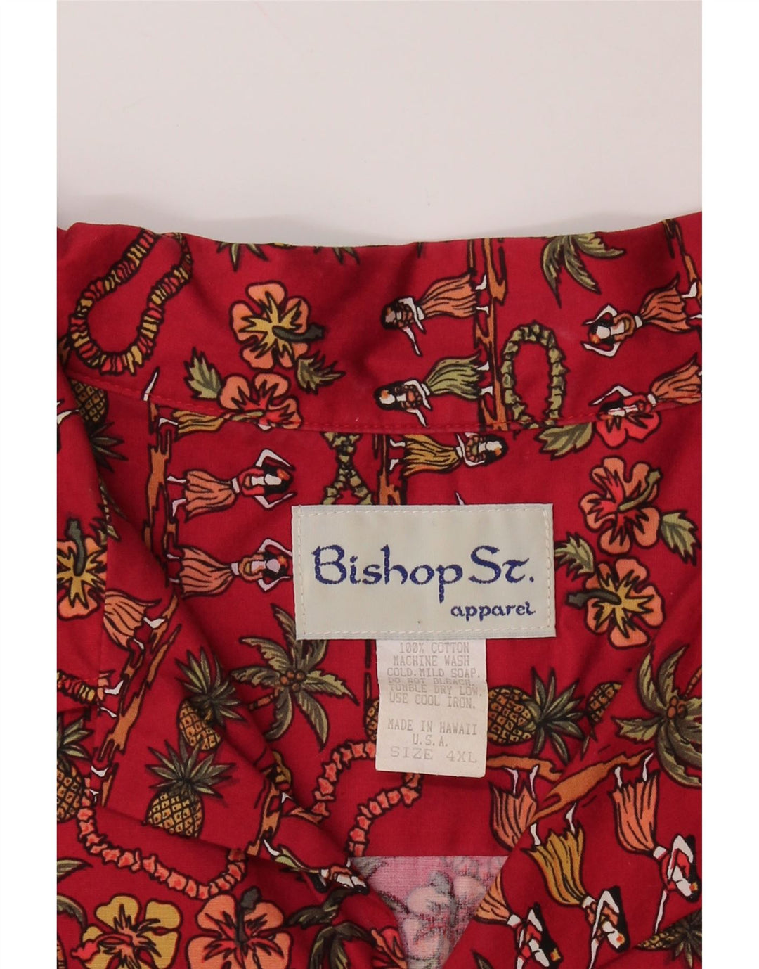 Cămașă cu mânecă scurtă pentru bărbați Bishop St. Apparel 4XL bumbac floral roșu
