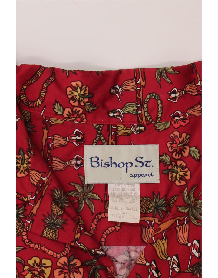 Cămașă cu mânecă scurtă pentru bărbați Bishop St. Apparel 4XL bumbac floral roșu