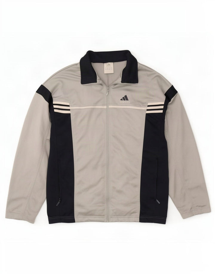 Jachetă de top pentru trening grafic pentru bărbați Adidas, gri mediu, poliester color bloc