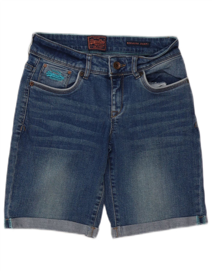 SUPERDRY Bermude denim pentru femei W26 Small Blue Bumbac