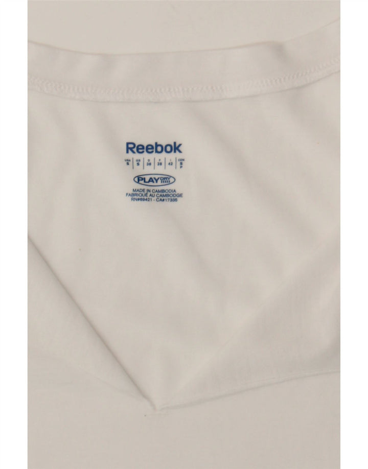 REEBOK Womens Tunic Top UK 10 Small White Polyester Vintage Reebok and Second-Hand Reebok from Messina Hembry 