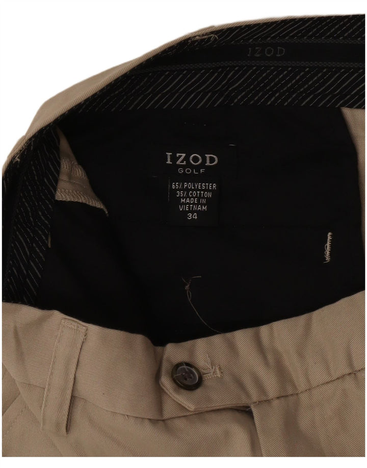 Pantaloni scurți chino de golf Izod pentru bărbați W34, mari, bej, poliester