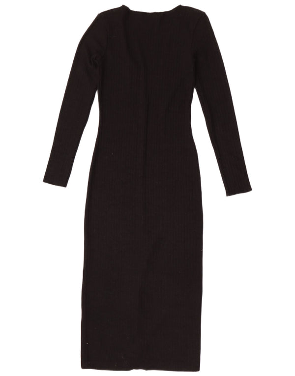 Rochie jumper Maxi cu maneci lungi pentru femei Zara UK 12 Medium Black