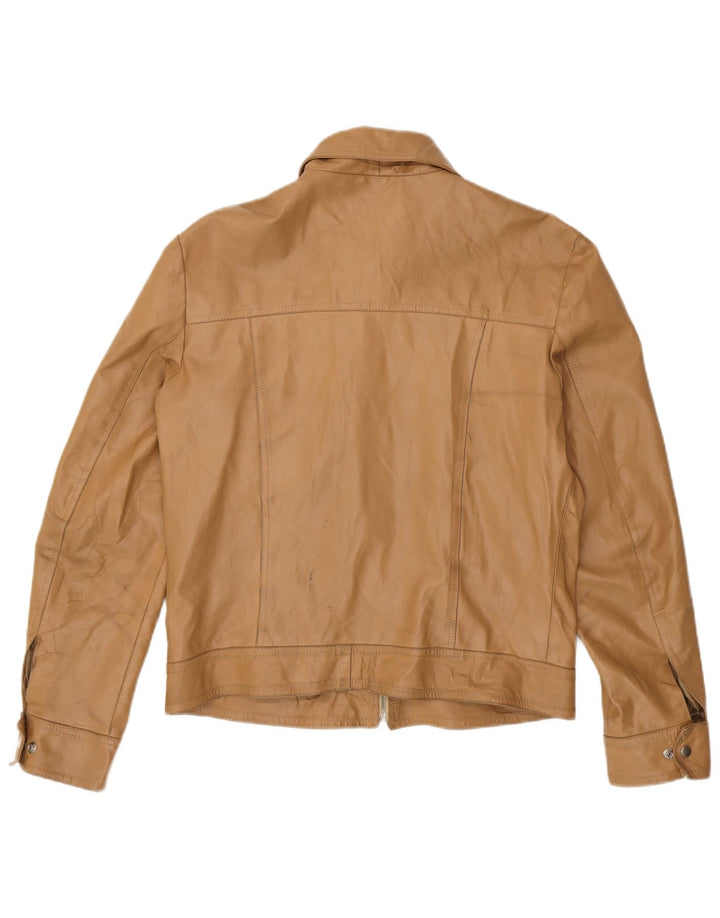 Jachetă de piele vintage pentru femei UK 18 XL din piele bej