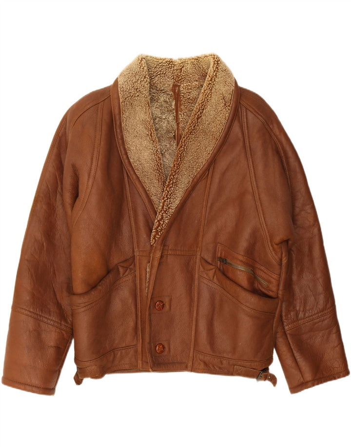 Jachetă din shearling pentru bărbați VINTAGE UK 42 XL maro