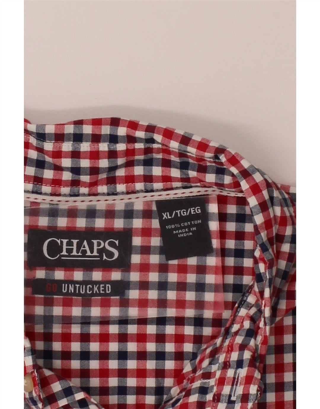 CHAPS Mens Short Sleeve Shirt XL Red Gingham Cotton Vintage Chaps and Second-Hand Chaps from Messina Hembry 