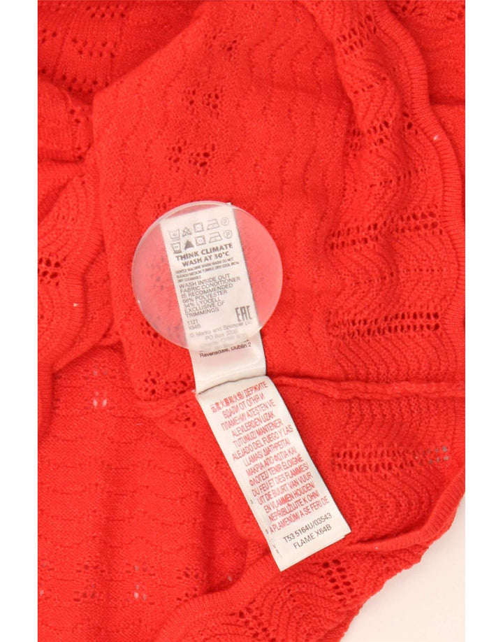Pulover cu decolteu în V pentru femei Marks & Spencer UK 14 Poliester roșu mediu