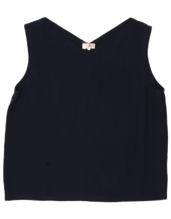 Ball On Vest Top Femei UK 10 Small Bleumarin Mătase