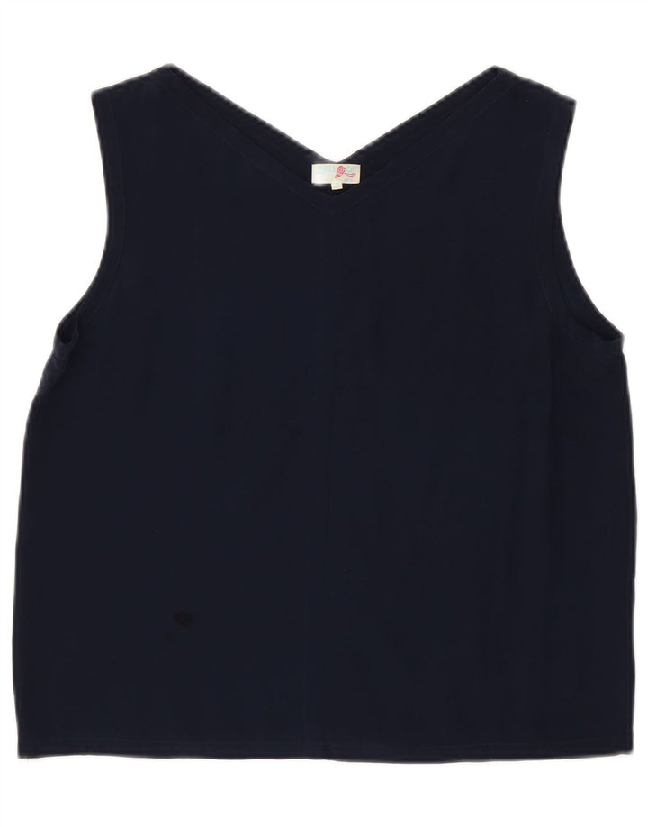 Ball On Vest Top Femei UK 10 Small Bleumarin Mătase