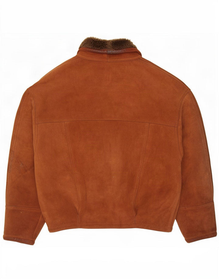 Jachetă vintage pentru bărbați din shearling IT 46 Small Brown