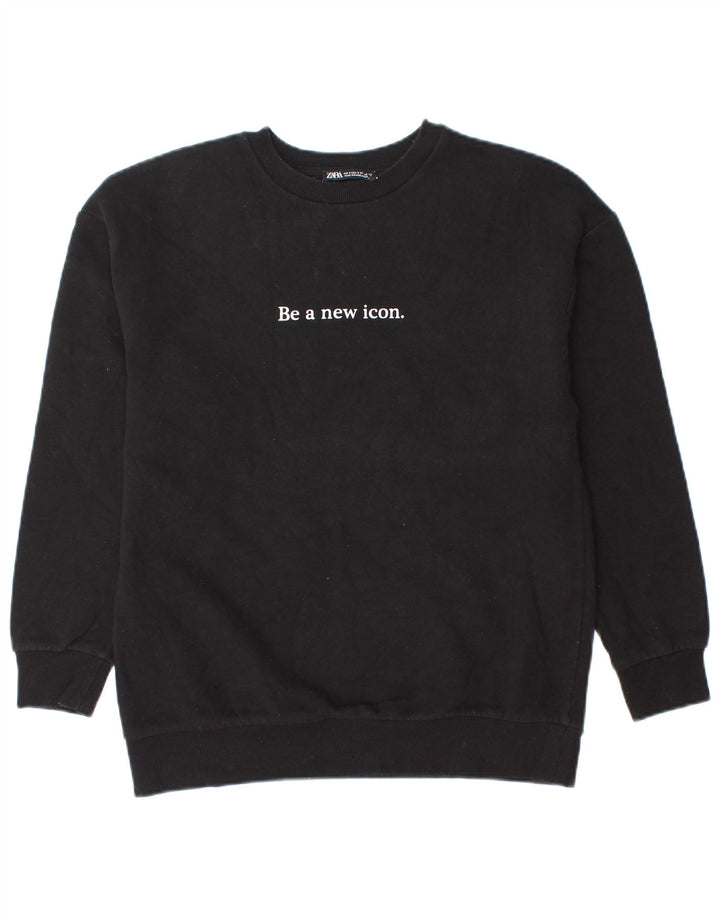 Pulover cu grafic pentru bărbați Zara, bumbac mic, negru