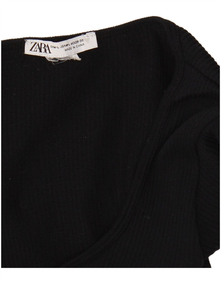 Crop top cu mânecă lungă pentru femei Zara UK 16 mare bleumarin