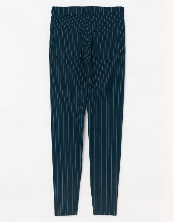 Pantaloni casual pentru femei Marks & Spencer UK 8 Small W26 L27 Green Pinstripe